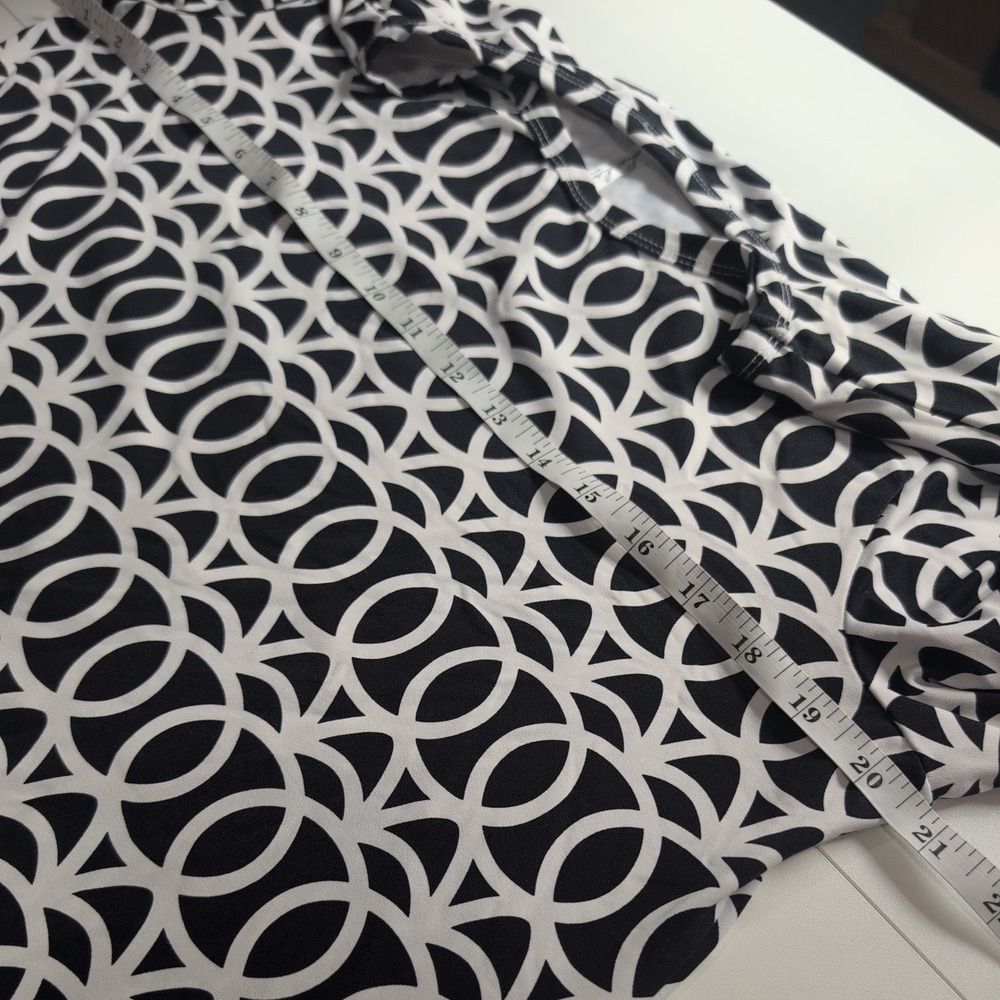 Lulu-B Black White Geometric Link Mini Dress 3/4 Sleeve Large - Picture 7 of 9